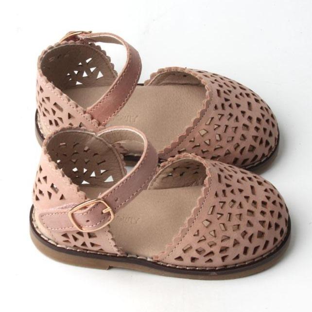 Leather Baby Shoes Pocket Sandal - 'Rosewater - Hard Sole