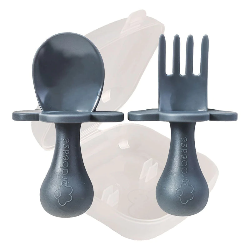 Ergonomic Utensils with Travel Case- Gray