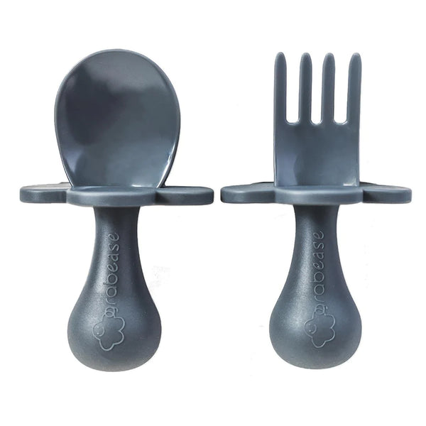 Ergonomic Utensils with Travel Case- Gray