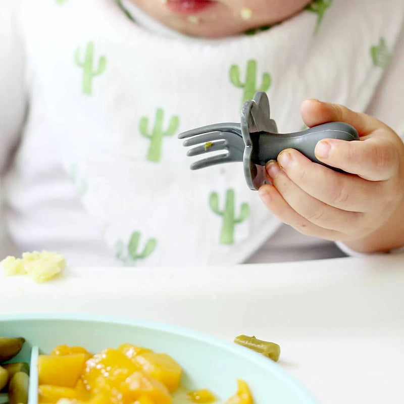 Ergonomic Utensils with Travel Case- Gray