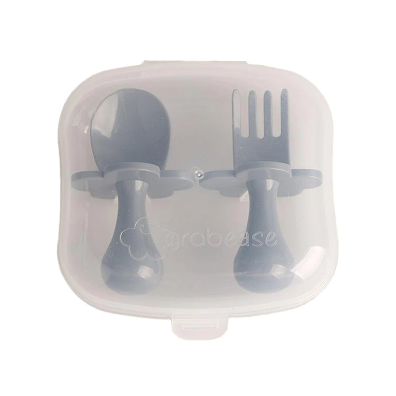 Ergonomic Utensils with Travel Case- Gray