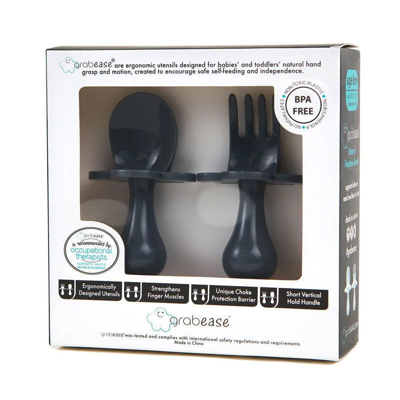 Ergonomic Utensils with Travel Case- Gray