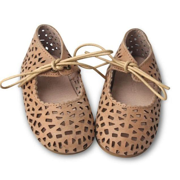 Leather Baby Shoes Boho Mary Janes - 'Sand' - Hard Sole
